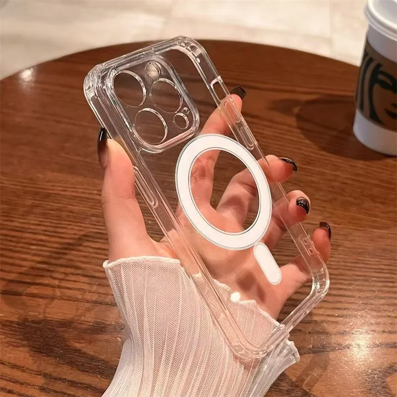 Clear Shockproof Bumper Case - الأصلي ل Magsafe اللاسلكية تهمة المغناطيسي