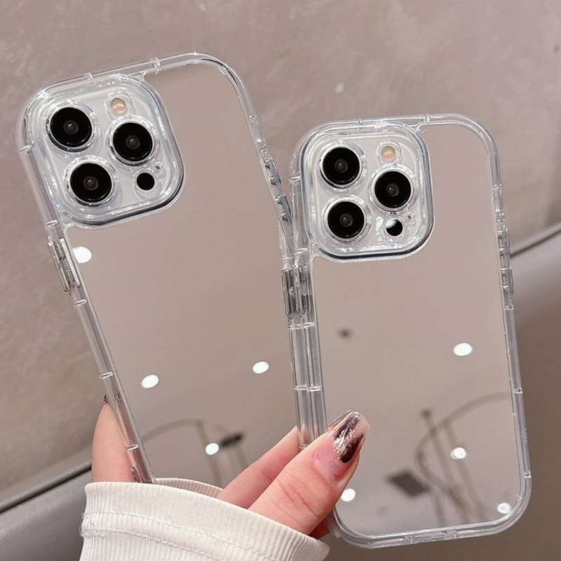 Clear Shockproof Bumper Case - غطاء مرآة مكياج شفاف من الأكريليك