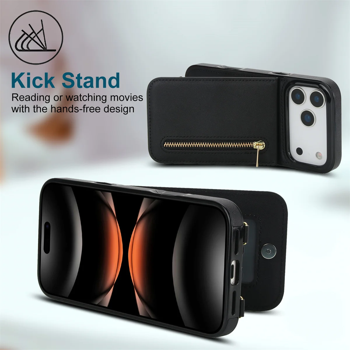 حافظة هاتف جلدية بسحاب وحامل ب - مراجعة Leather Wallet Card Holder Phone Cover وسعره