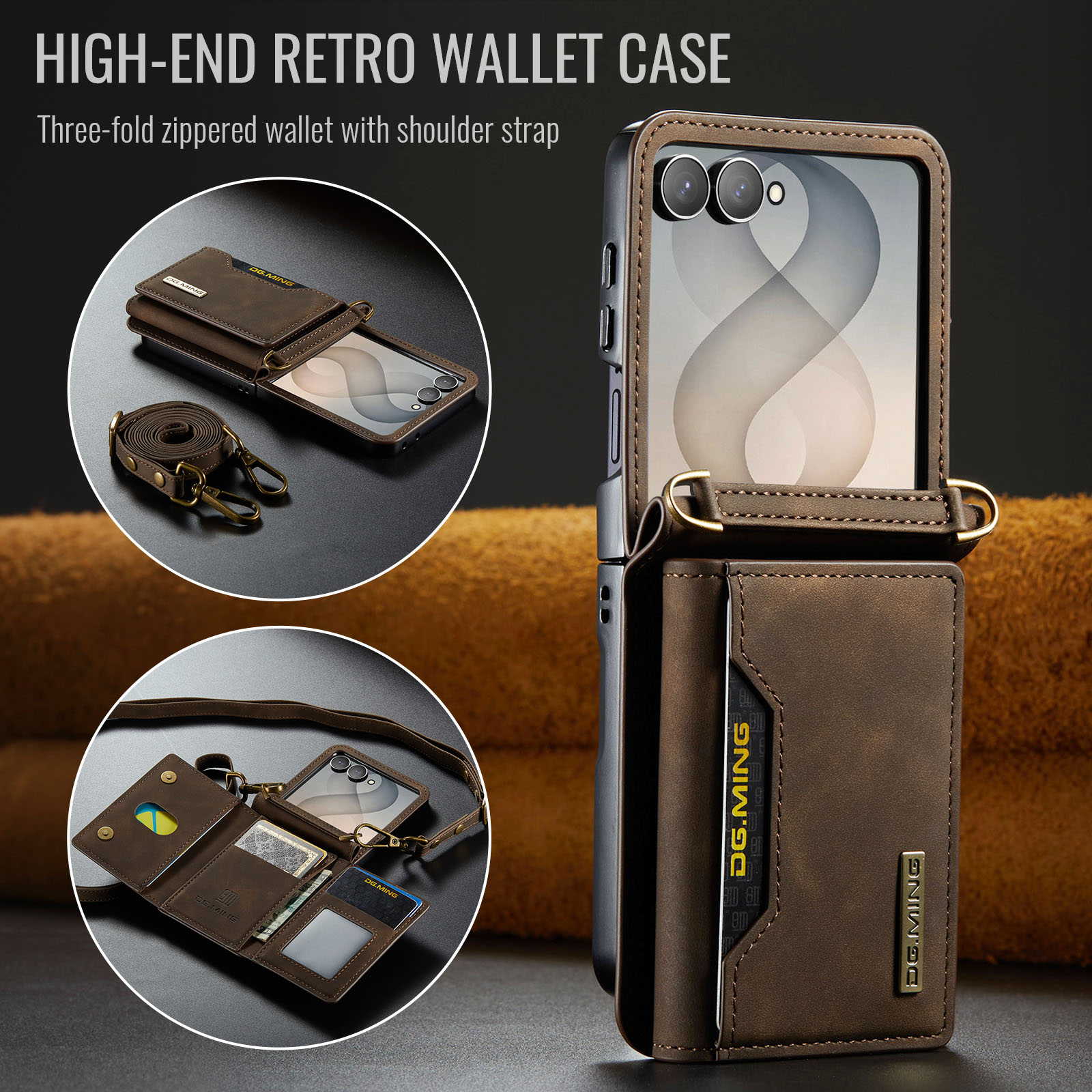 حافظة هاتف جلدية مع حزام كتف ل - مراجعة Leather Wallet Card Holder Phone Cover وسعره