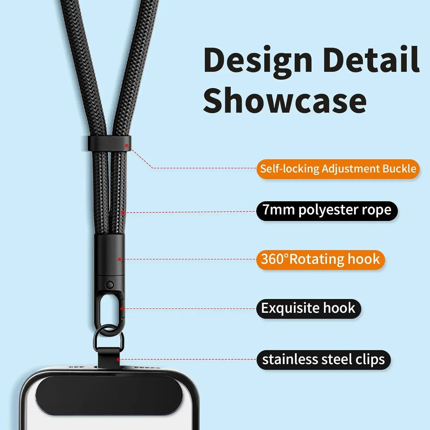 حبل هاتف عالمي مع مشبك مطور مض - مراجعة Crossbody Lanyard Neck Strap Case وسعره